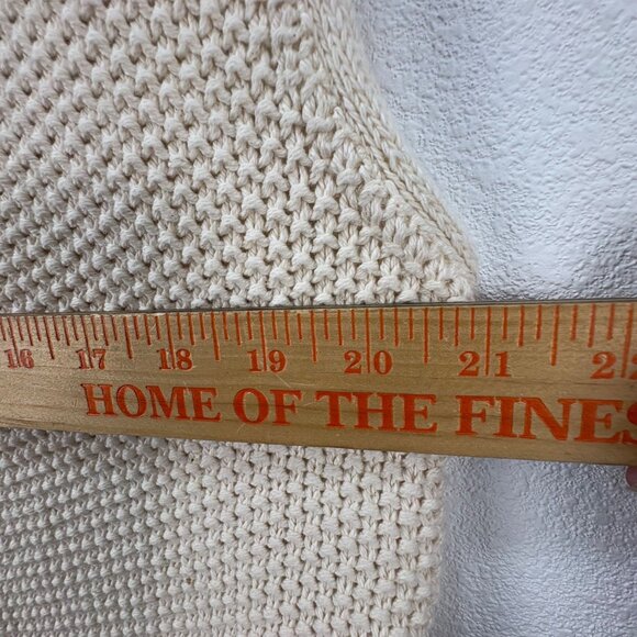 Eddie Bauer Vintage Mens Beige Chunky Knit Button-Up Cotton Vest L USA 80s/90s - Picture 6 of 8